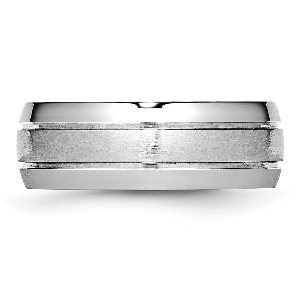 Cobalt Polished and Satin Grooved 8mm Band Size - 9