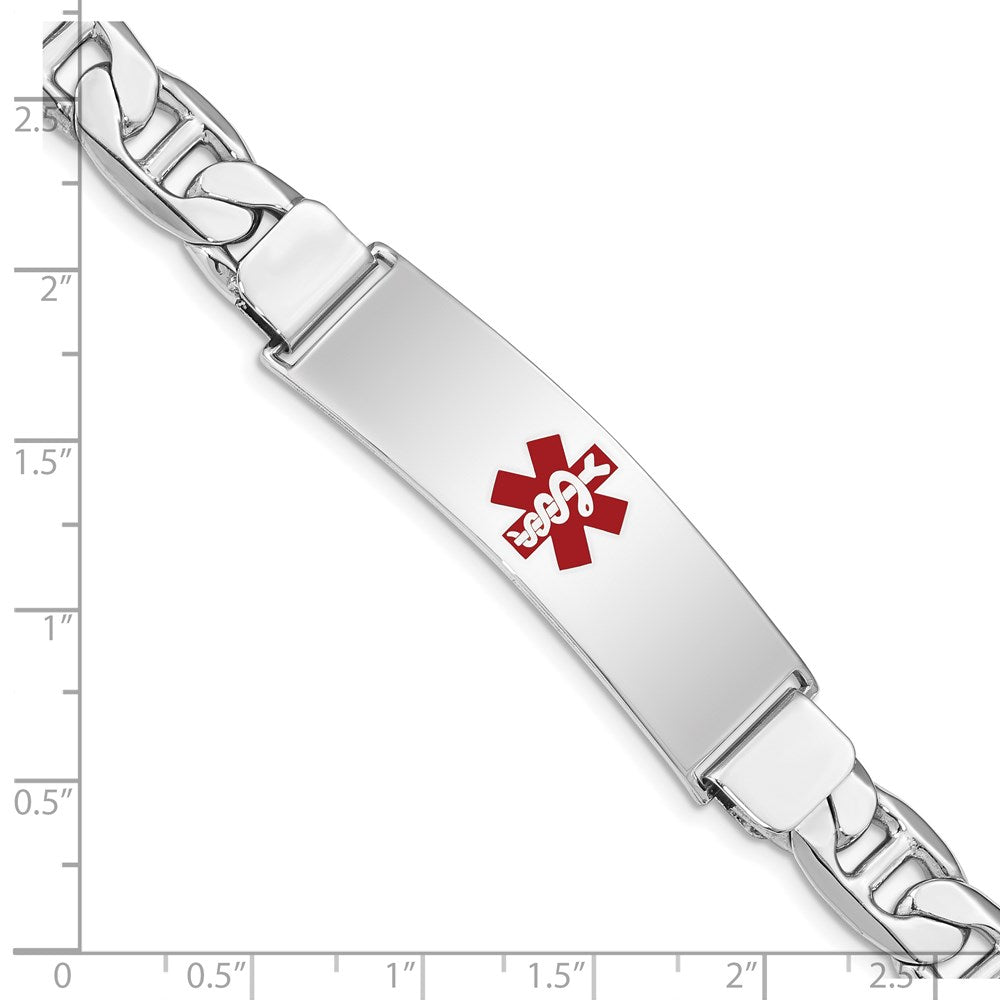 Sterling Silver Rhodium-plated Medical ID Anchor Link Bracelet 8 inches