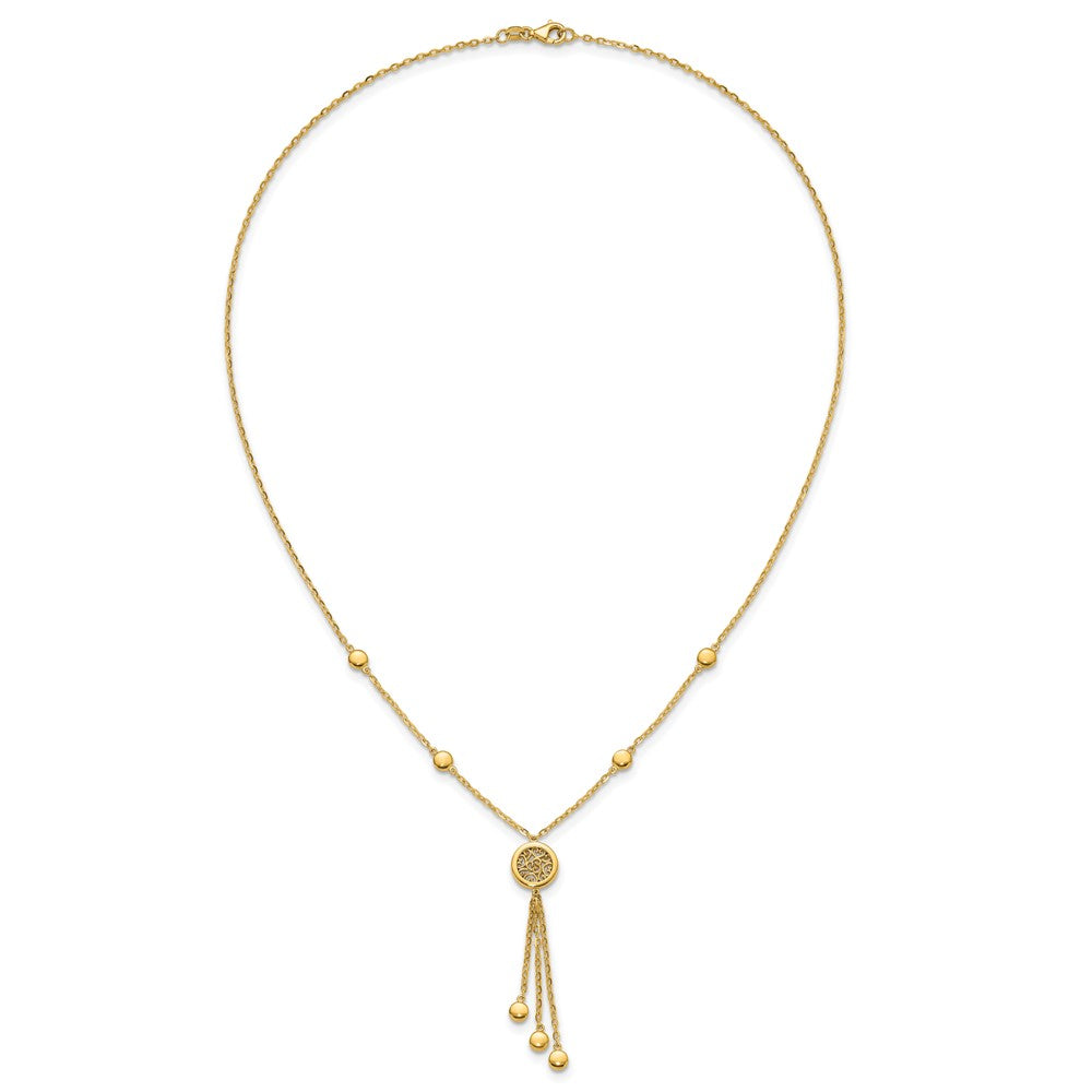 14K Polished Fancy Filigree Circles Dangle Necklace