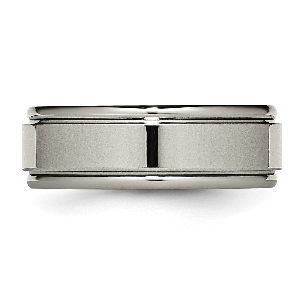 Titanium Polished 8mm Grooved Edge Band Size - 9