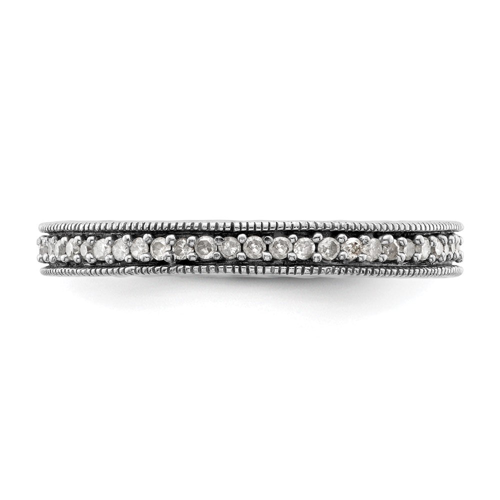 Sterling Silver Stackable Expressions Polished Diamond Ring Size -10