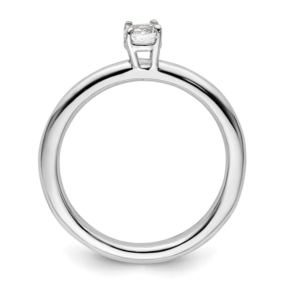 Sterling Silver Stackable Expressions Rhodium White Topaz Ring