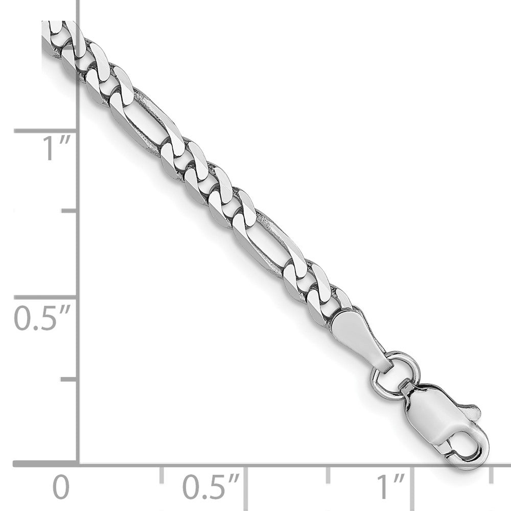14K White Gold 3mm Flat Figaro Chain 8  inches