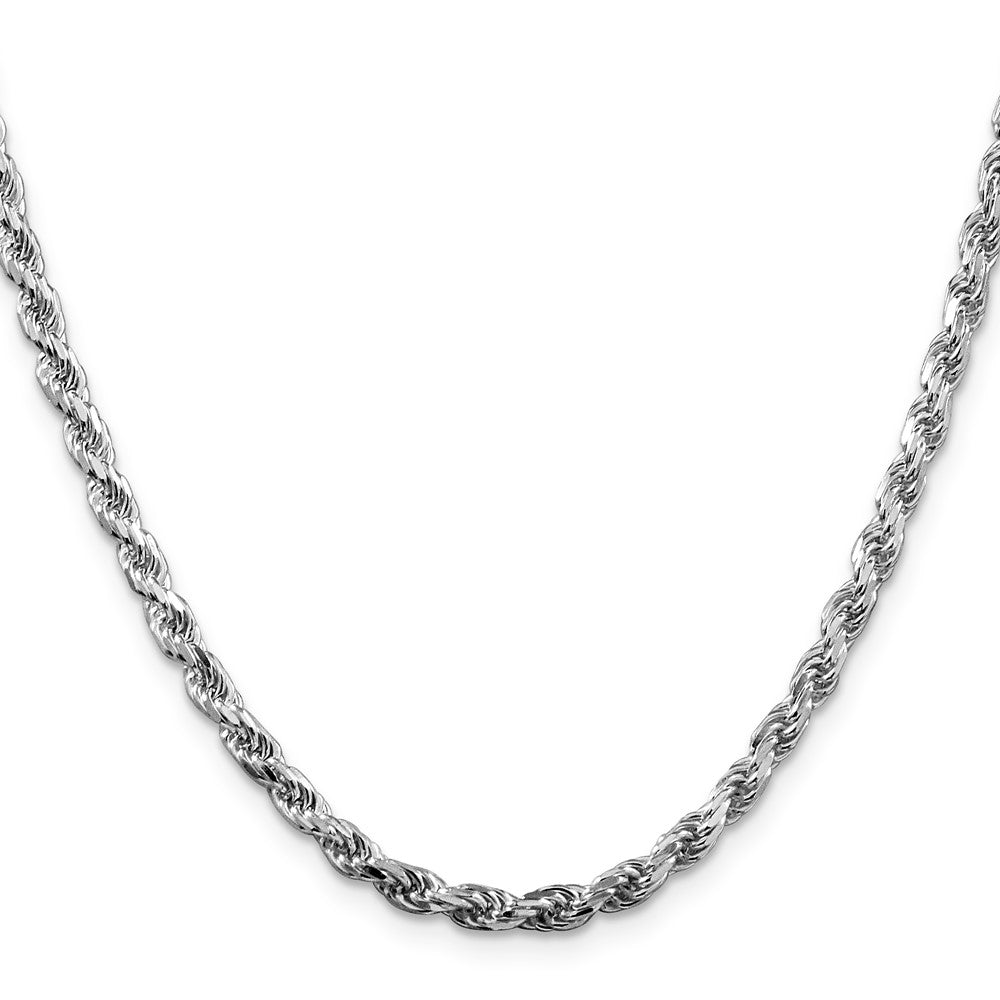 Sterling Silver Rhodium-plated 3.75mm Diamond-cut Rope Chain 22 Inches