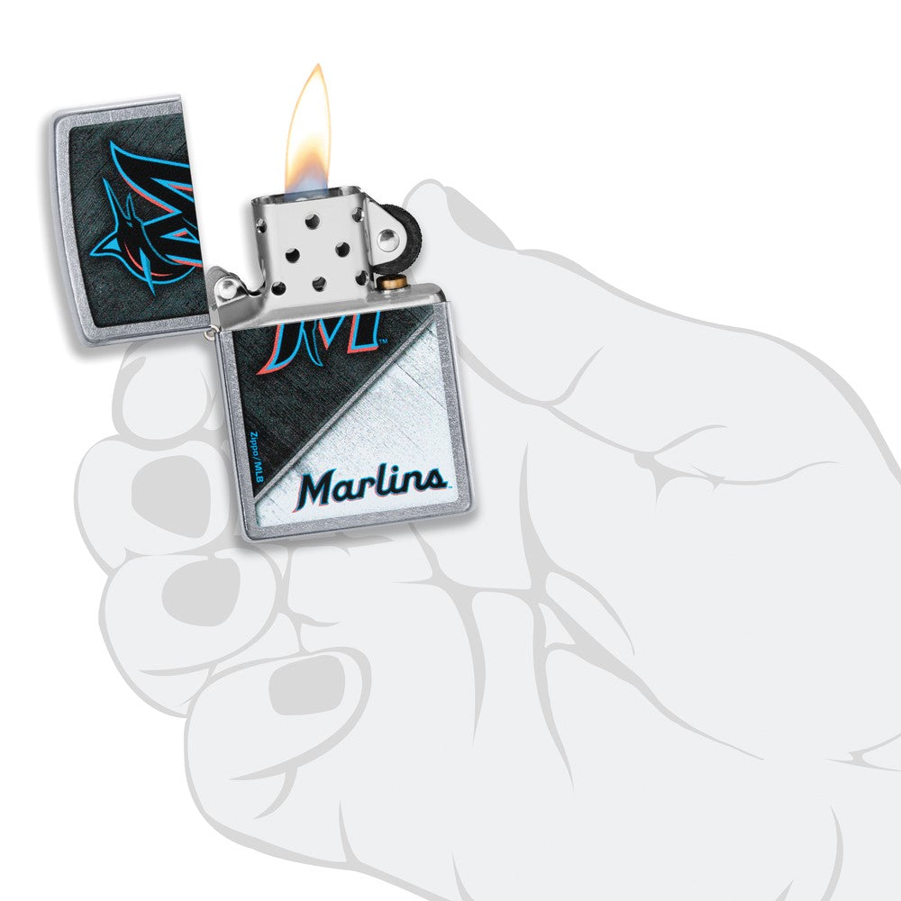 Zippo Street Chrome Miami Marlins Color Image MLB Lighter