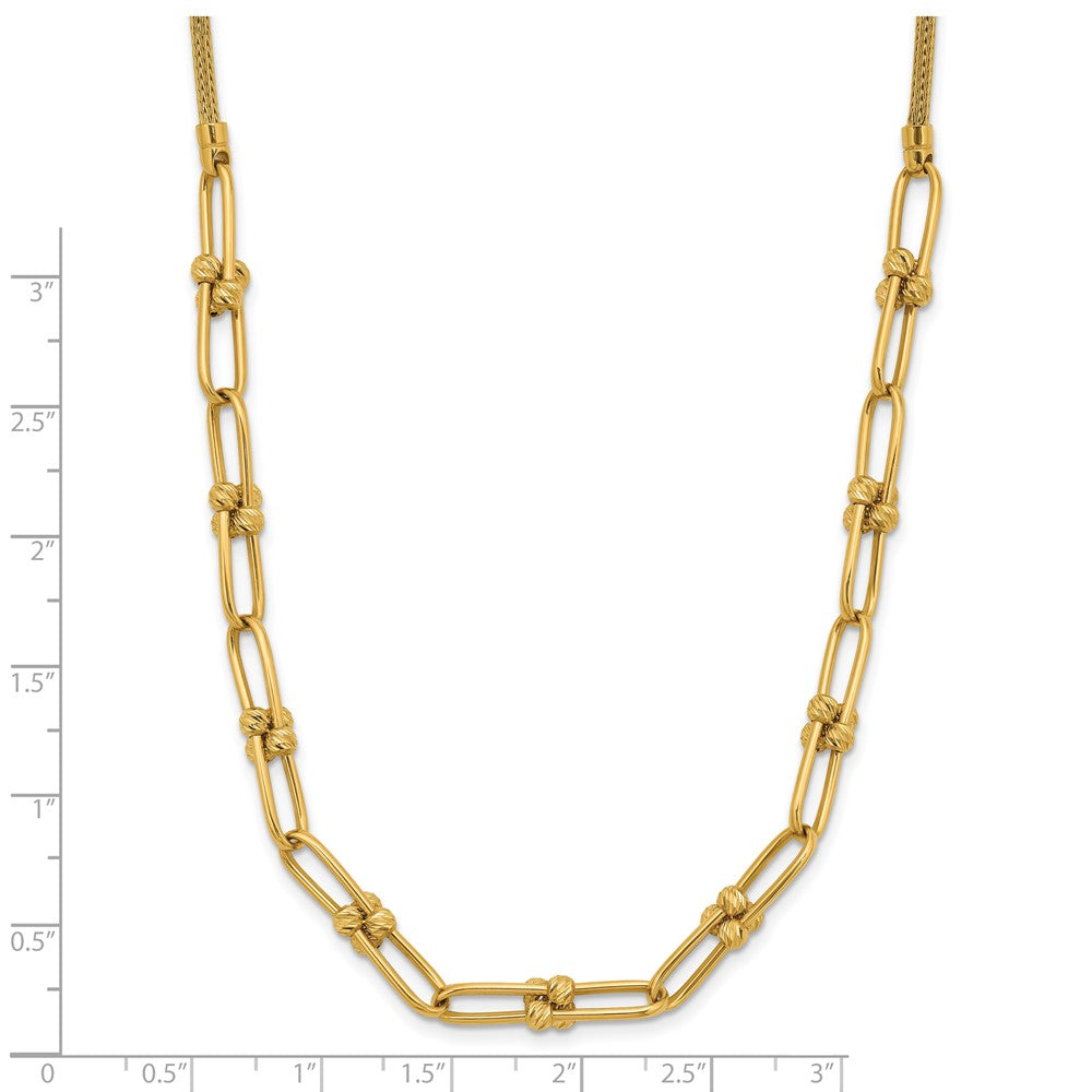 14K Polished and Diamond-cut Fancy Link Necklace