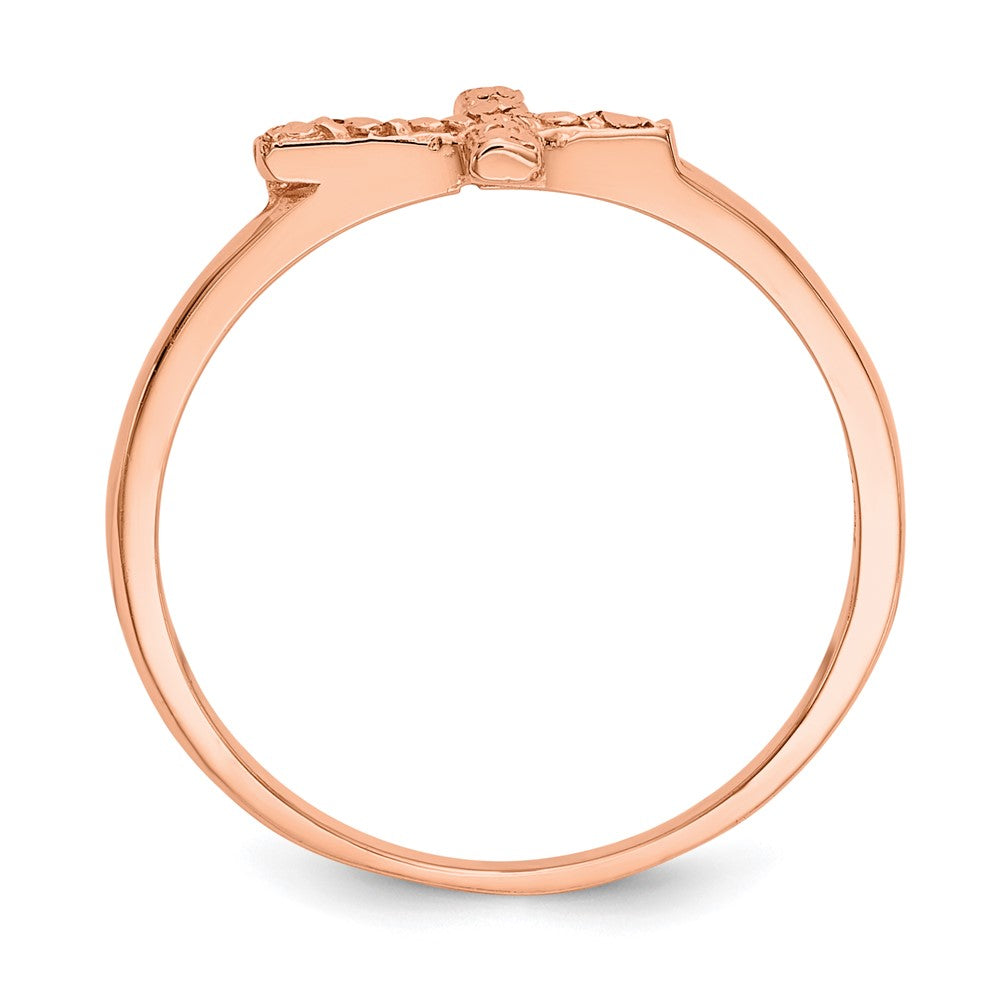 14k Rose Gold Polished & D/C Cross Ring Size 7
