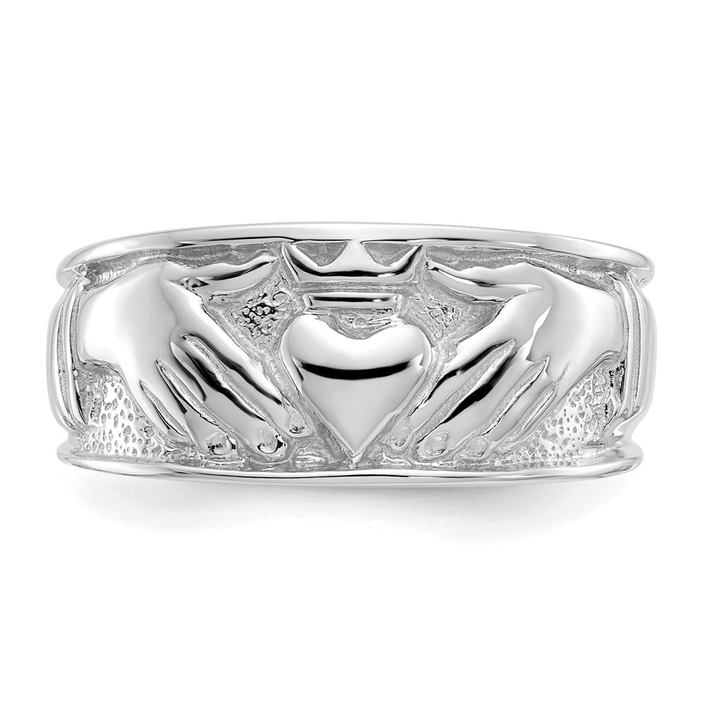 14k White Gold Men's Claddagh Band Size 10