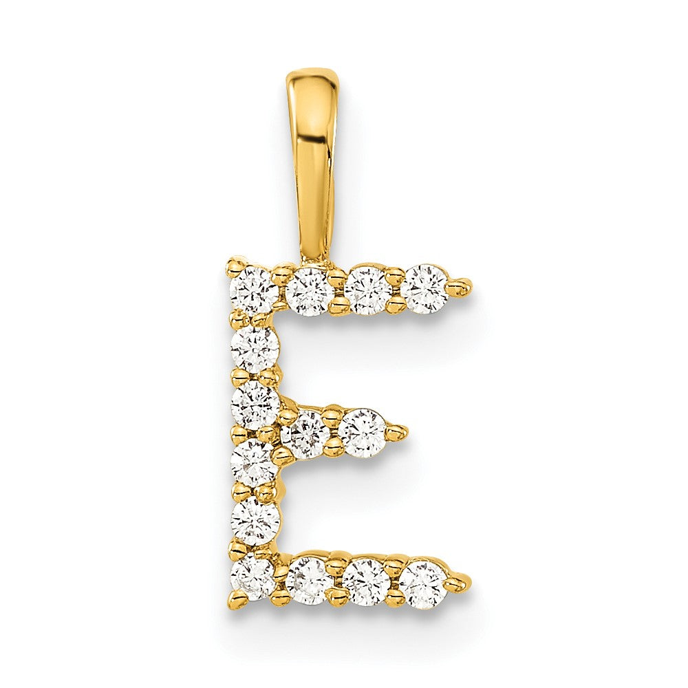 14k 1/8 carat Lab Grown Diamond VS/SI+ G+ Letter E Initial Pendant