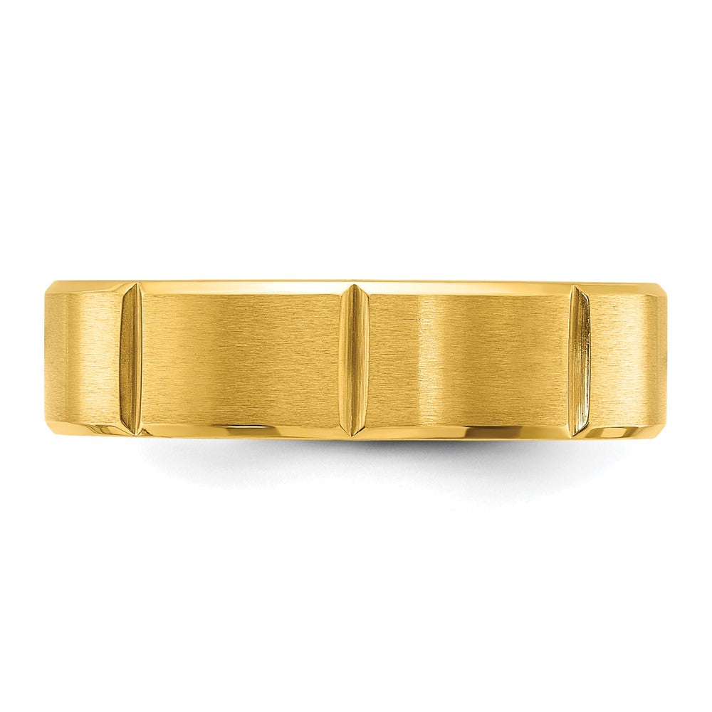 Chisel Stainless Steel Brushed and Polished Yellow IP-plated Grooved 6mm Band Size - 8