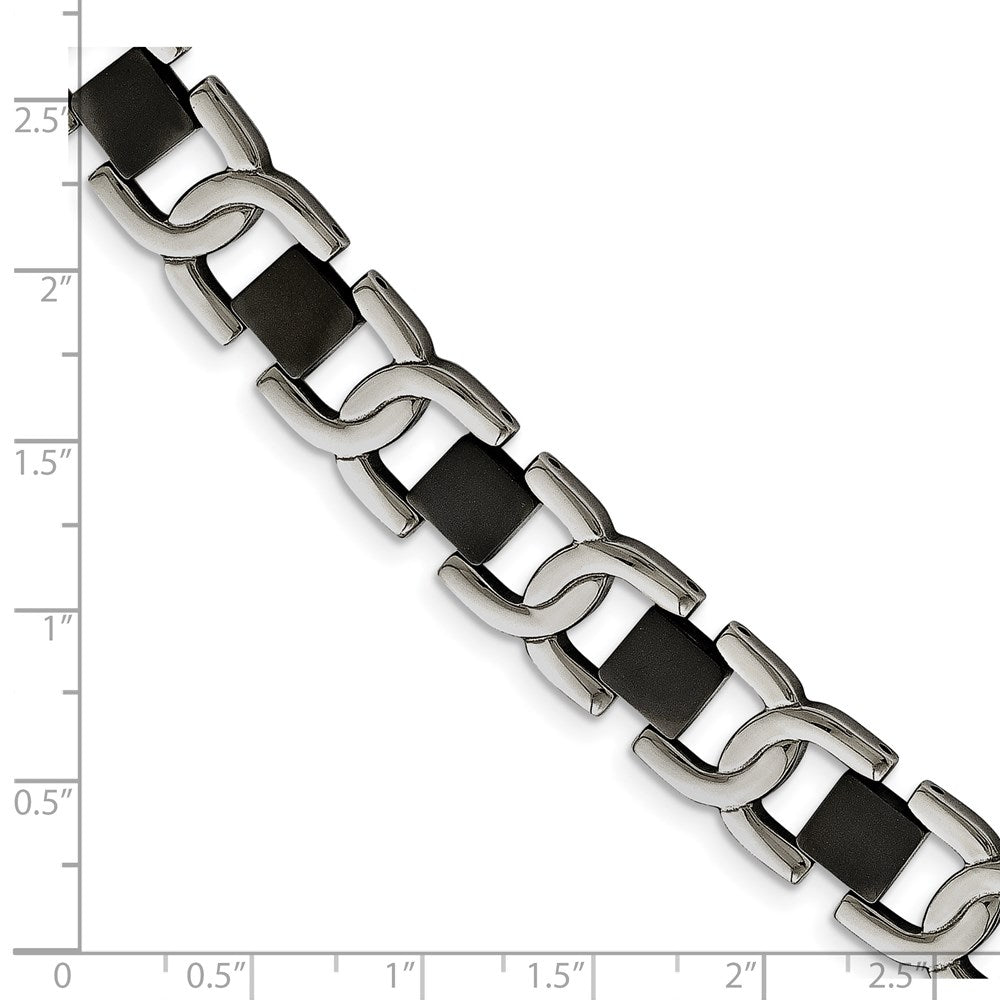Stainless Steel Polished Black IP-plated 8in Bracelet