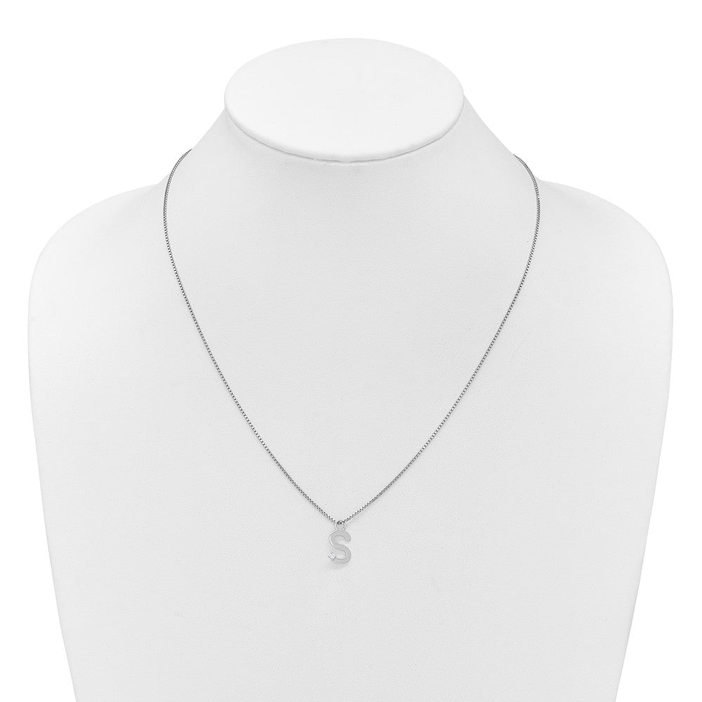 White Ice Sterling Silver Rhodium-plated 18 inch Diamond Letter S Initial Necklace plus 2 inch Extender 18 Inches