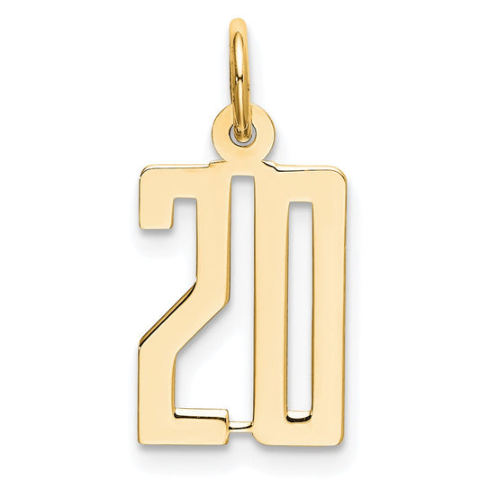 14k Small Elongated Number 20 Charm