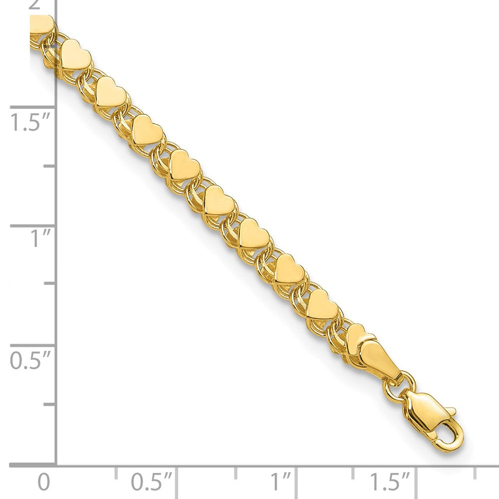 10k Polished Double-Sided Heart 10in Anklet
