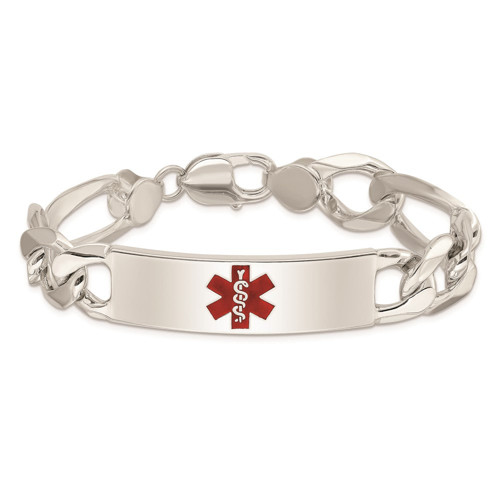 Sterling Silver Polished Medical Figaro Anchor Link ID Bracelet 8.5 inches