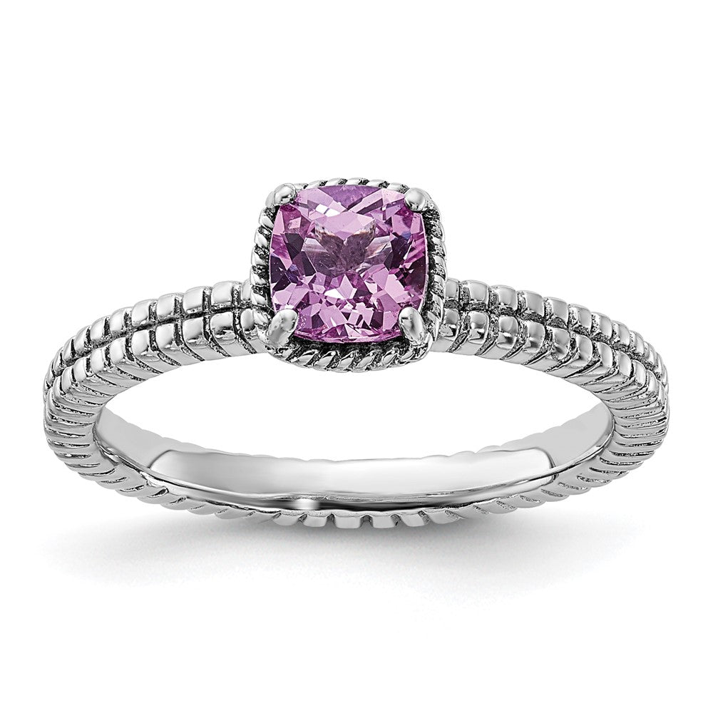 Sterling Silver Stackable Expressions Created Pink Sapphire Ring
