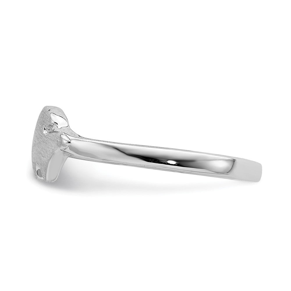 Sterling Silver Rhodium-plated Childs Satin CZ Fish Ring
