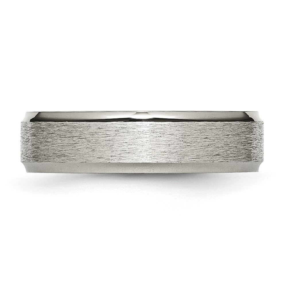 Titanium Brushed Center 6mm Ridged Edge Band Size - 13