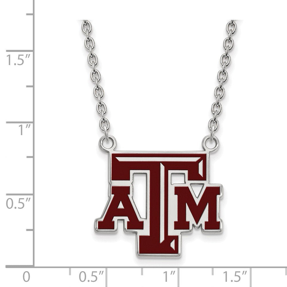 LogoArt Sterling Silver Texas Aandm University Large Enamel Pendant Necklace Female Adult