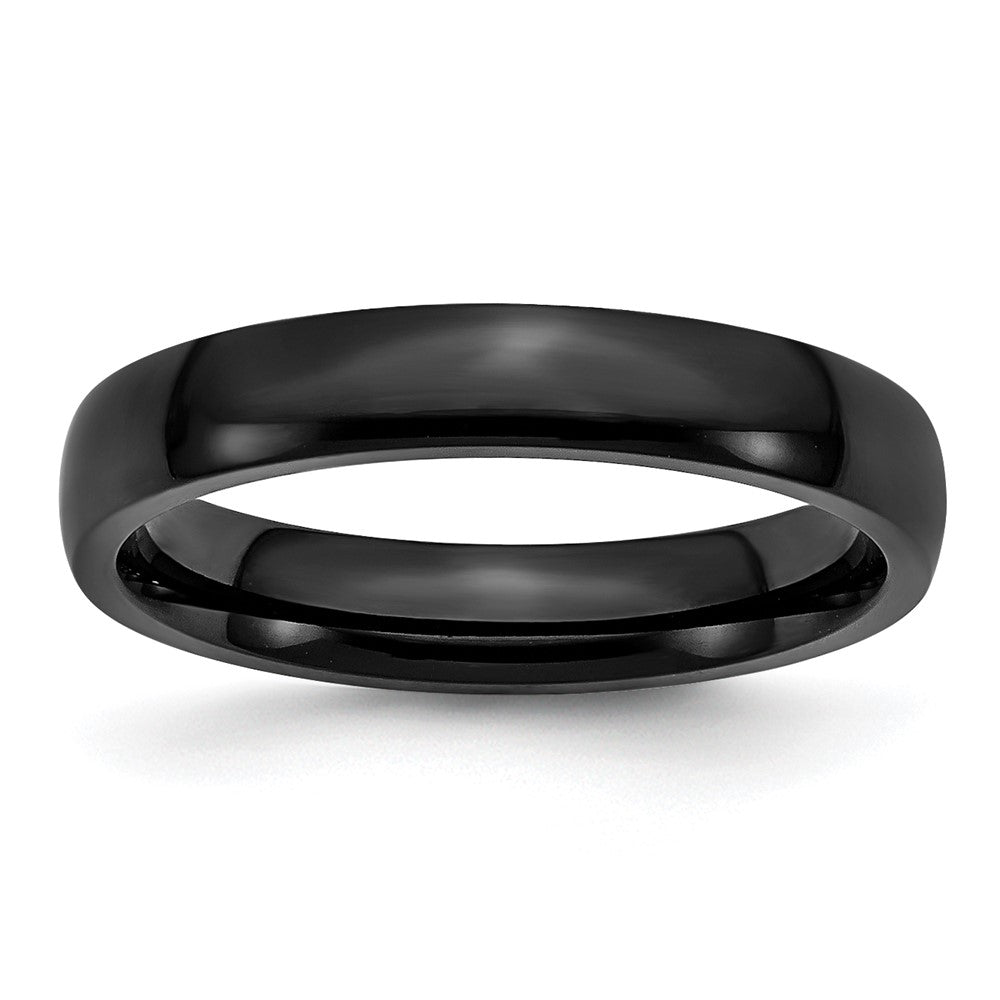 Stainless Steel 4mm Black IP-plated Polished Band Size - 6