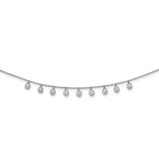 Sterling Shimmer Sterling Silver Rhodium-plated 18 inch 48 Stone 11 Star Stations CZ Necklace 18 Inches