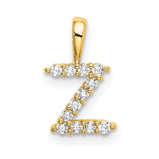 14k 1/8 carat Lab Grown Diamond VS/SI+ G+ Letter Z Intitial Pendant