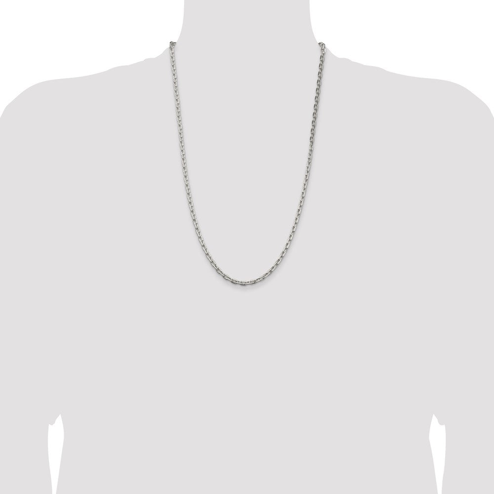 Sterling Silver 3.95mm Beveled Oval Cable Chain 26 Inches