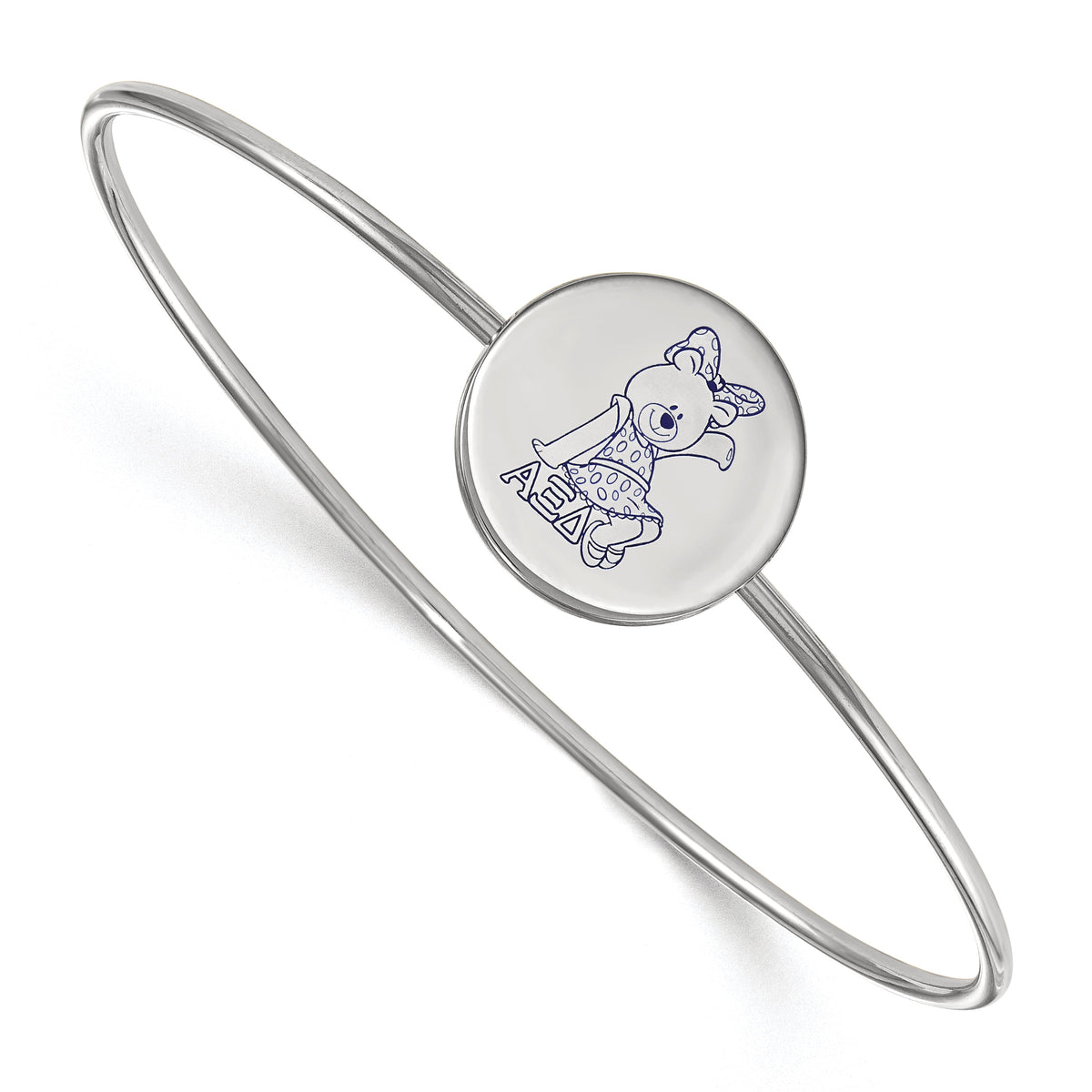 Sterling Silver Official Licensed Greek Sororities 7in Alpha Xi Delta (???) Enameled Slip-on Bangle