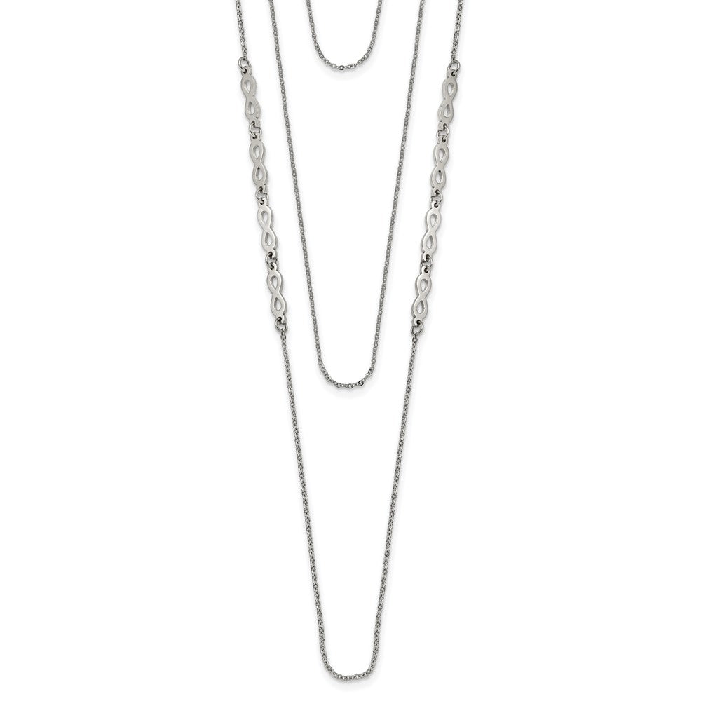 Stainless Steel Polished Infinity 3-Strand 16.5in w/1.75in ext Necklace