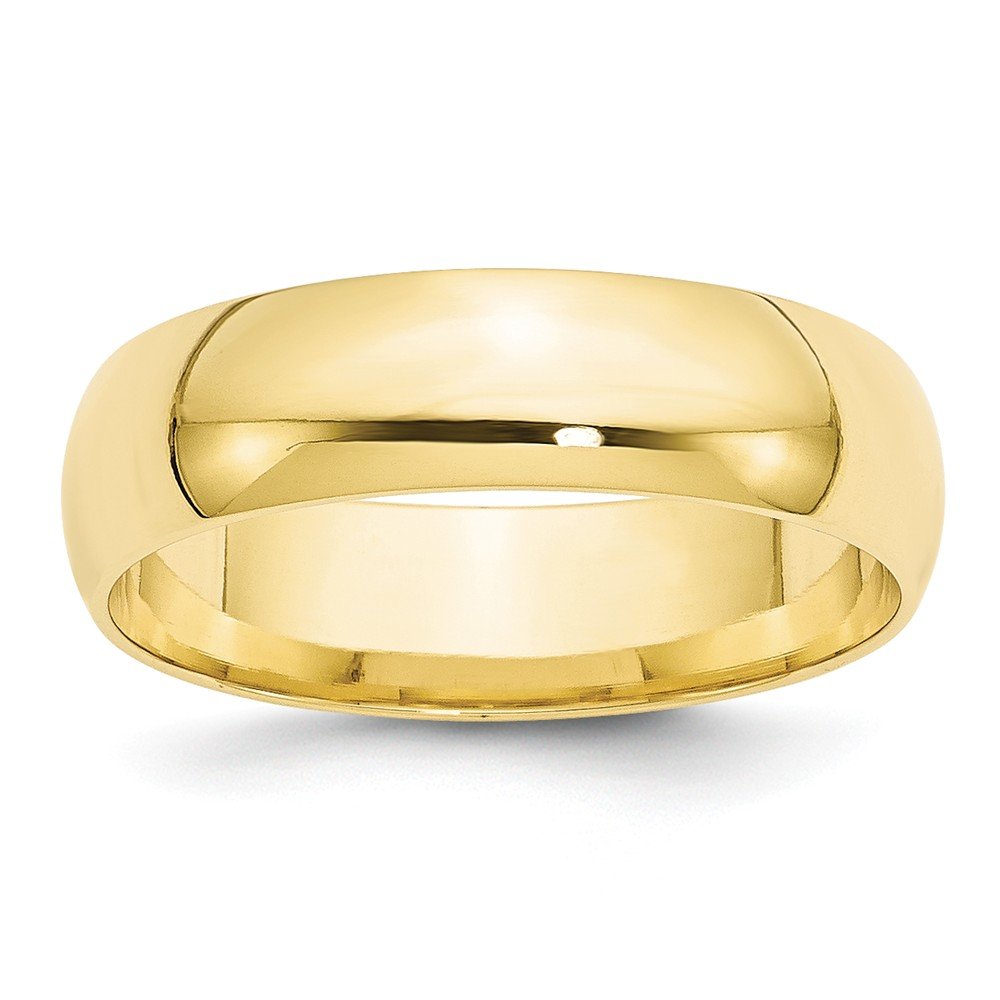 10k Yellow Gold 6mm Lightweight Comfort Fit Wedding Band Size 12