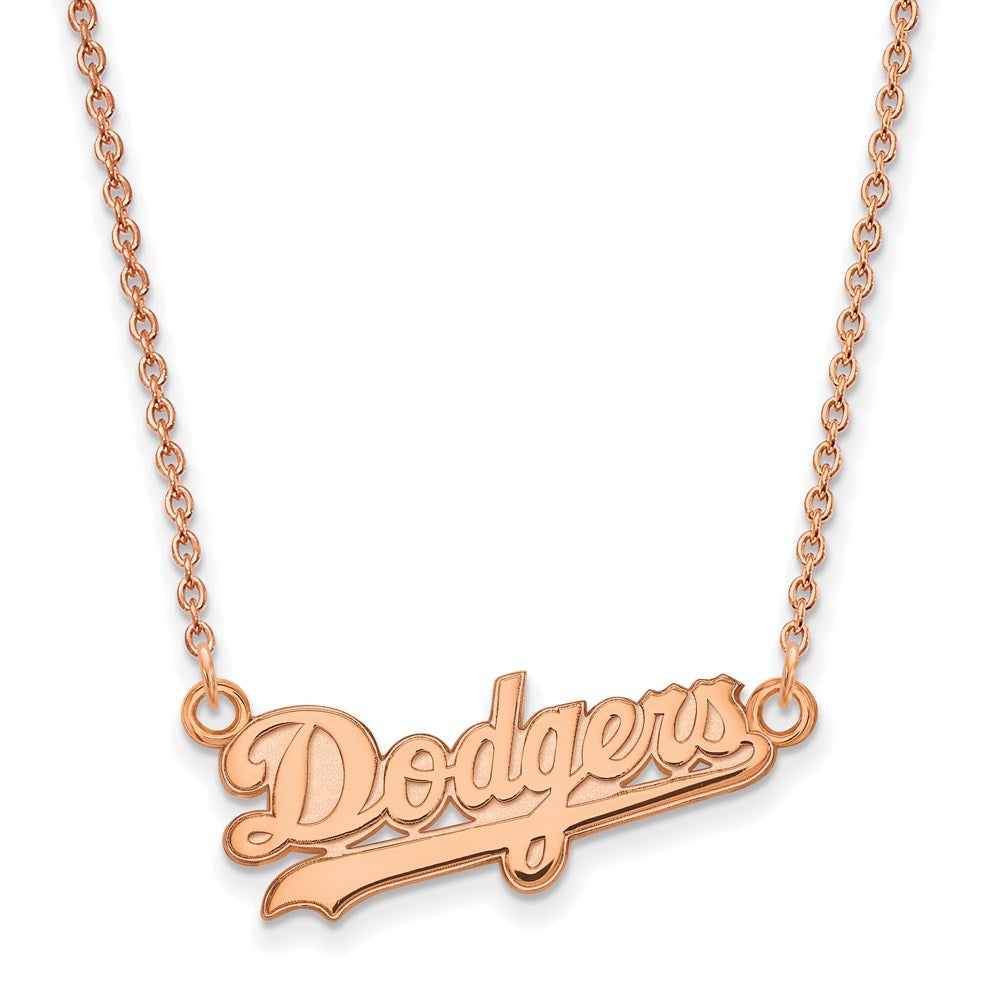 Sterling Silver Rose Gold-plated MLB LogoArt Los Angeles Dodgers Small Pend