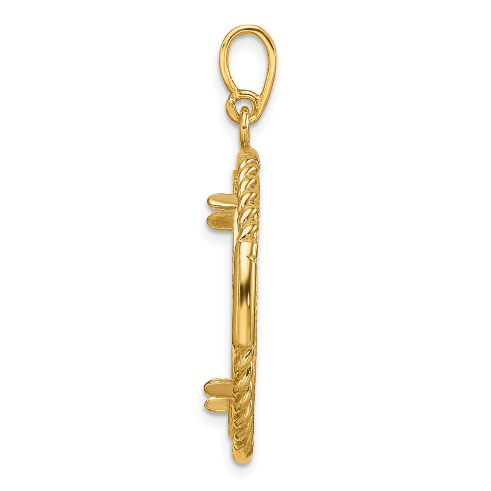 Wideband Distinguished Coin Jewelry 14k Polished Quadruple Twist and Diamond-cut 22.0mm Prong Coin Bezel Pendant