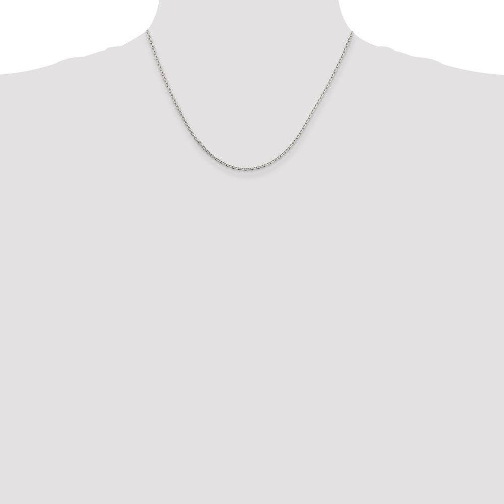 Sterling Silver 2mm Beveled Oval Cable Chain 18 Inches