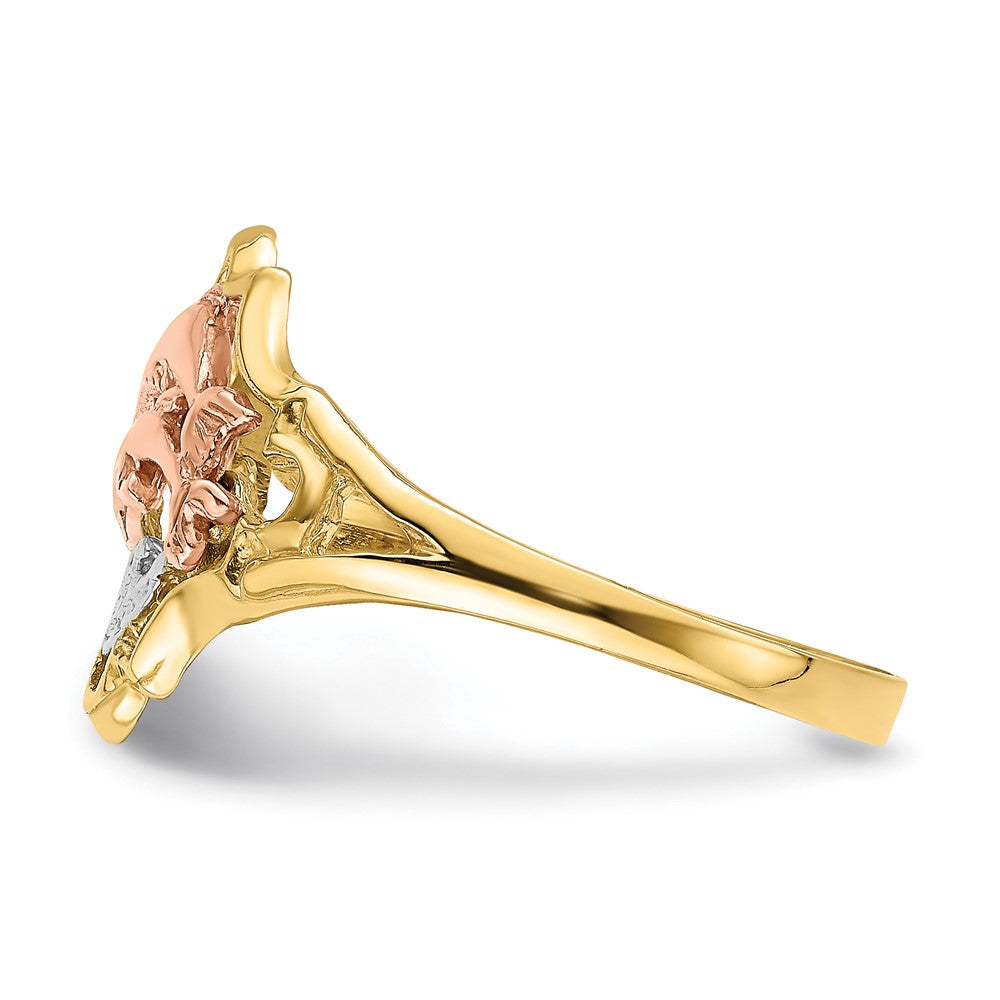 14K Yellow and Rose Gold W/Rhodium Double Dolphin Ring Size 6