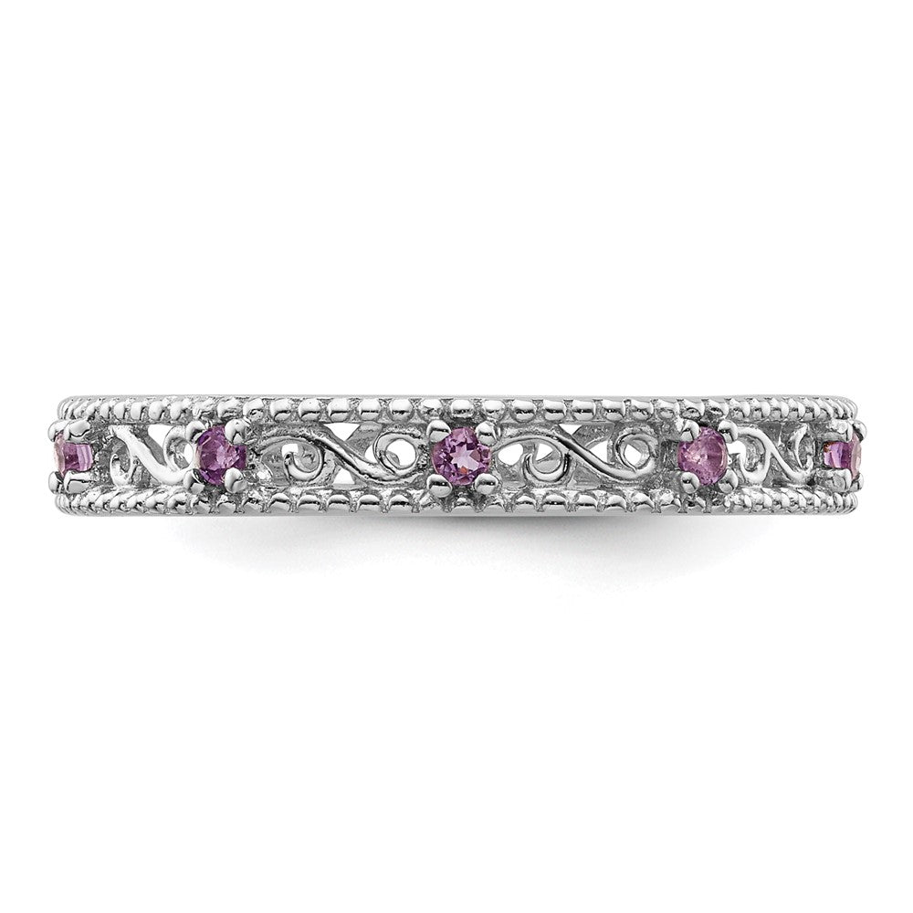 Sterling Silver Stackable Expressions Amethyst Ring Size -8