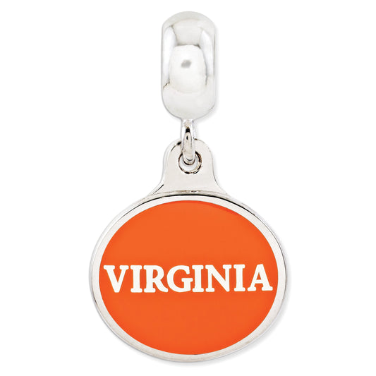Sterling Silver University of Virginia Collegiate Enameled Dangle Bead