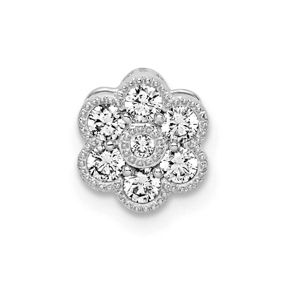 14k White Gold 1/4 carat Lab Grown Diamond VS/SI+ G+ Complete Floral Chain Slide Pendant