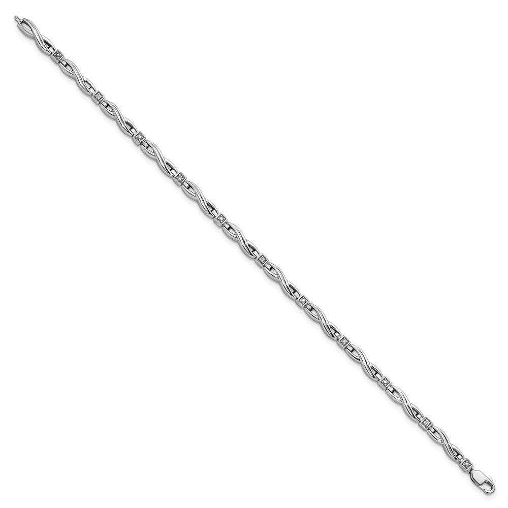 Sterling Silver Rhodium-plated Diam. Bracelet 7 inches