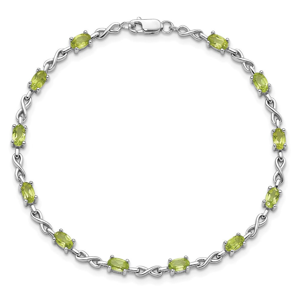 Sterling Silver Rhodium-plated Peridot Bracelet 7 inches