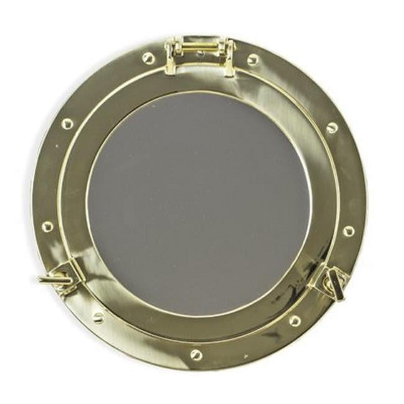 Bey-Berk International BB05 11.5 in. Brass Porthole Mirror, Gold
