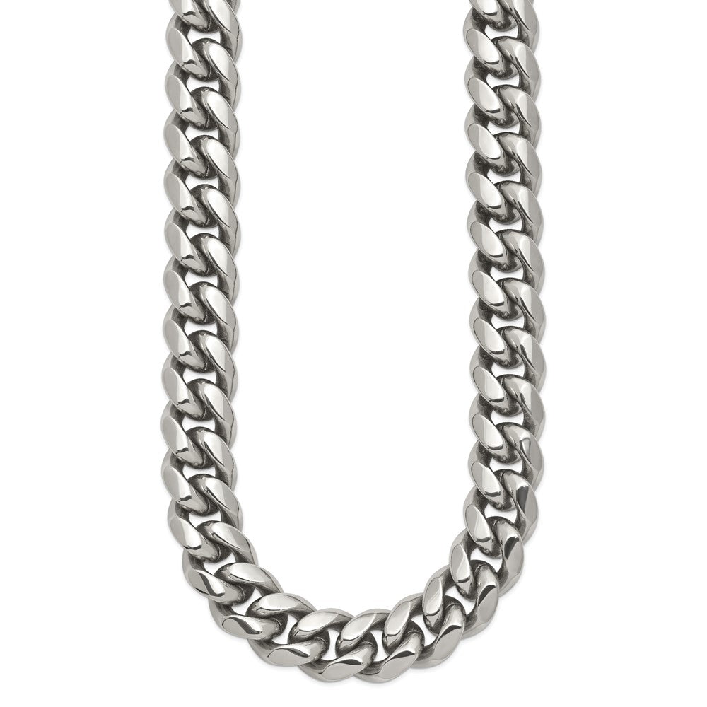 Stainless Steel Polished 14mm 24in Curb Link Necklace