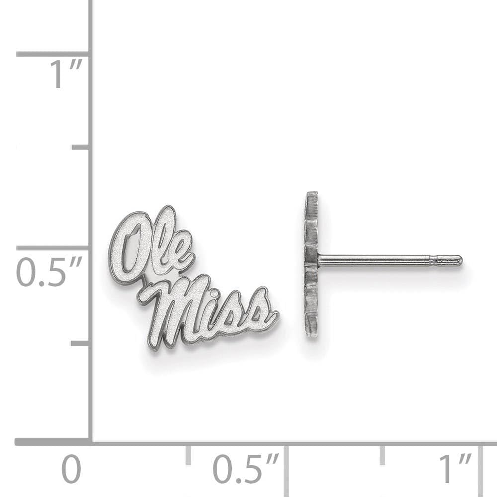 Sterling Silver Rhodium-plated LogoArt University of Mississippi Ole Miss Extra Small Post Earrings Q-SS049UMS