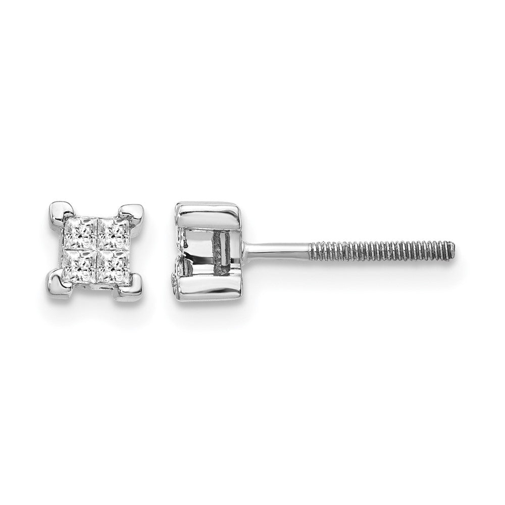 14k Yellow Gold Princess Diamond Screwback Earrings