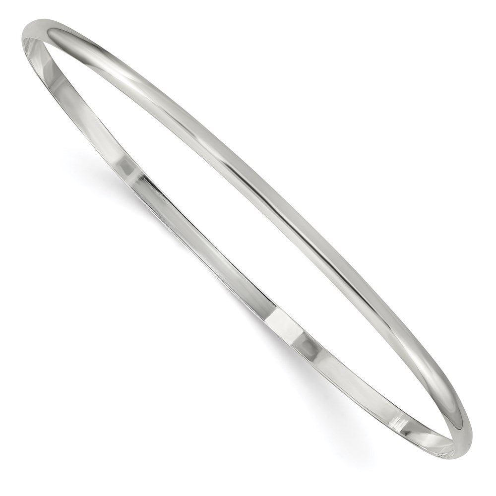 Sterling Silver 2.25mm Solid Polished Plain Slip-On Bangle Bracelet 7.25 inches