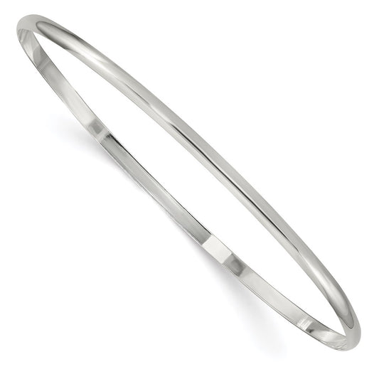 Sterling Silver 2.25mm Solid Polished Plain Slip-On Bangle Bracelet 7.25 inches