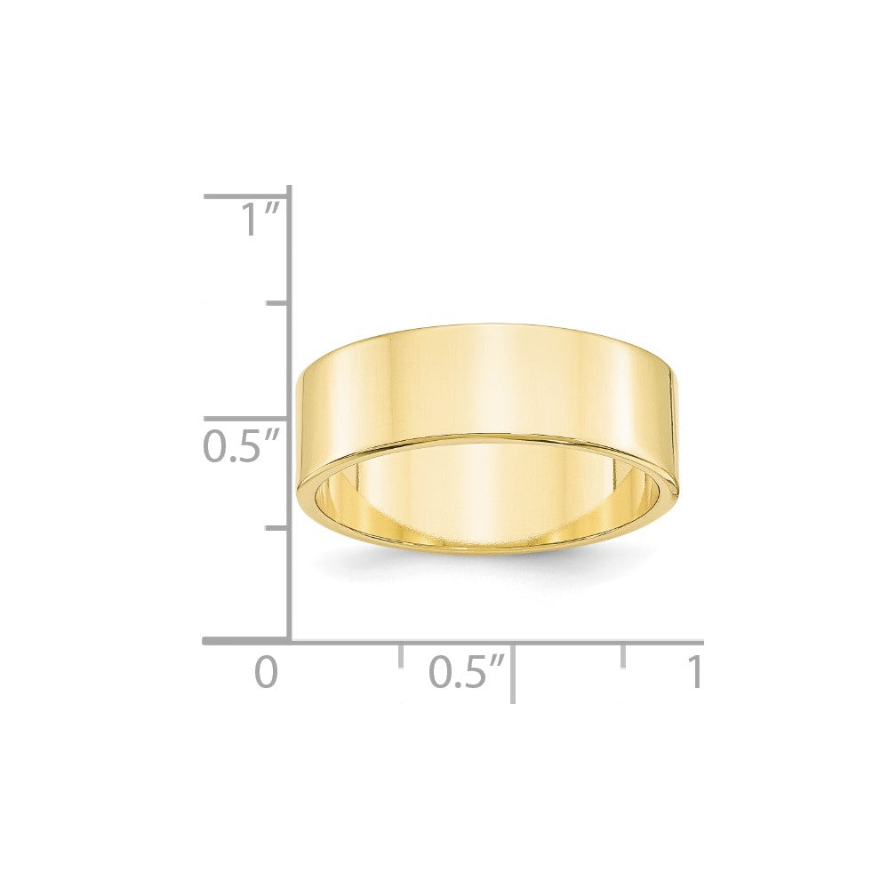 10k Yellow Gold 7mm Lightweight Flat Wedding Band Size 11