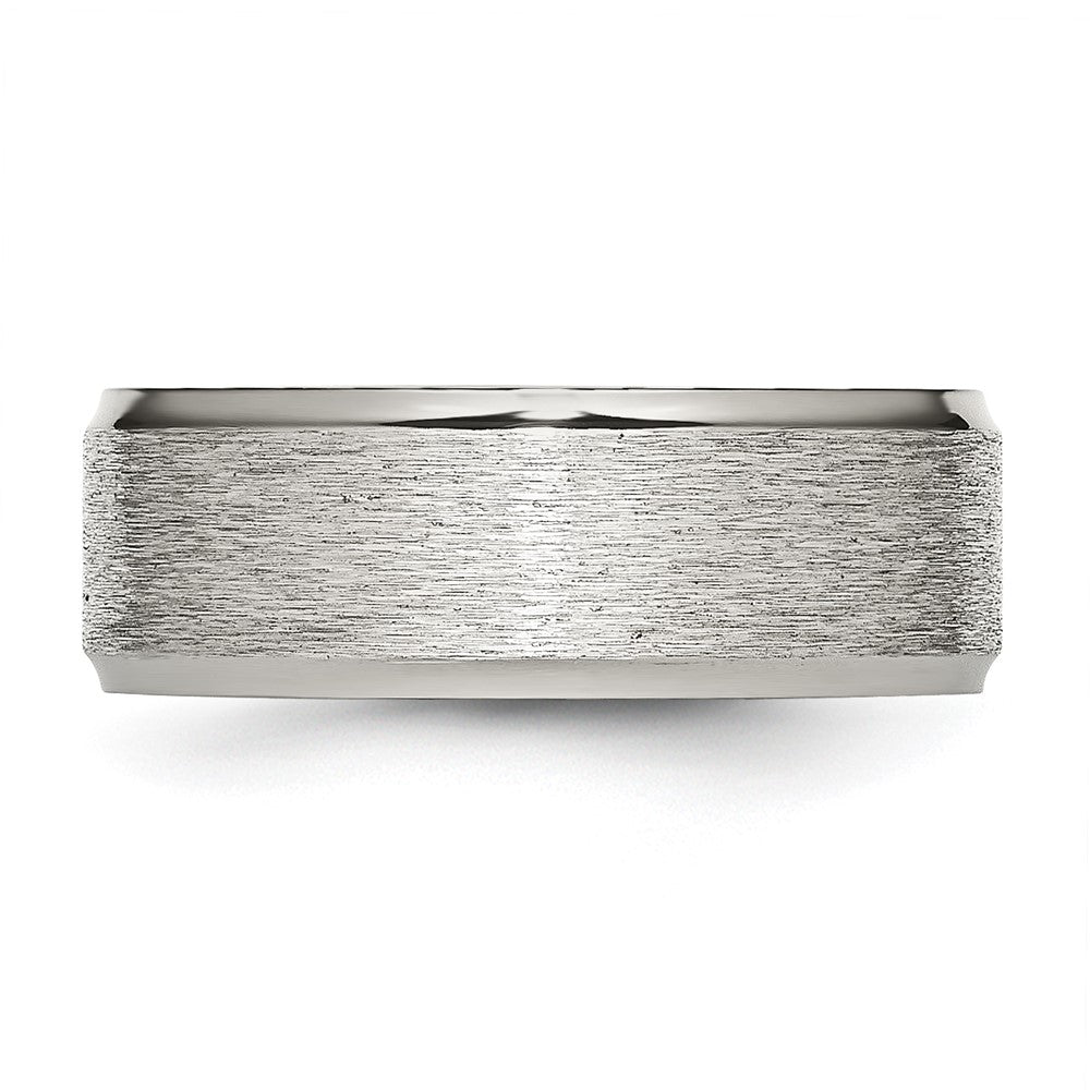 Stainless Steel Polished w/Grain Finish Center 8mm Ridged Edge Band Size - 9