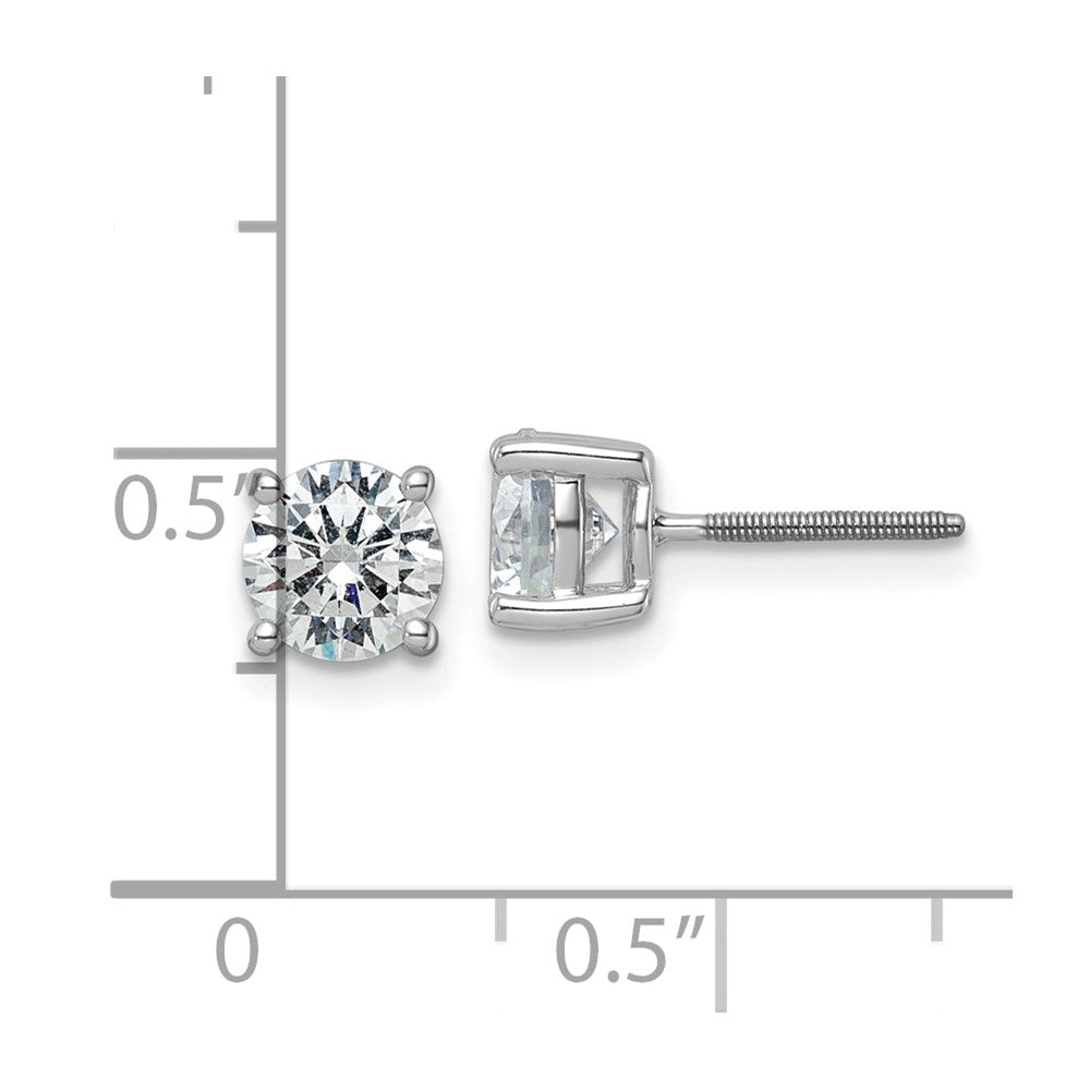 14k White Gold 2 ctw Certified Lab Grown Diamond VS/SI+ G+ Round 4 Prong Heavy Wt. Screwback Stud Earrings