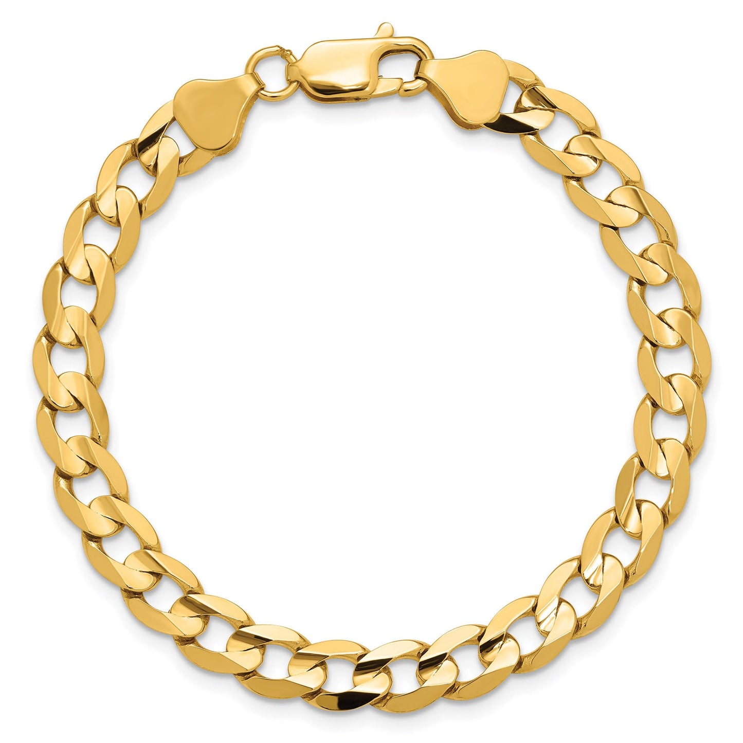 14K 9 inch 6.75mm Open Concave Curb with Lobster Clasp Chain