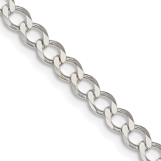 Sterling Silver 4.5mm Semi-solid Flat Curb Chain 20 Inches